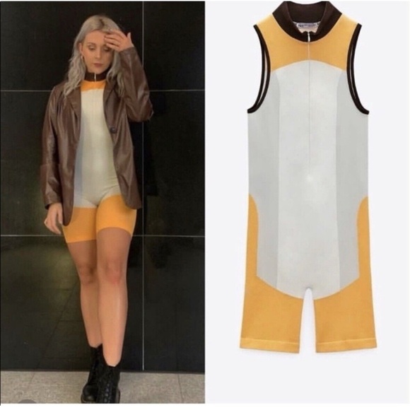 Zara Orange and White Tank Top with Color-Block Design - Picture 10 of 15